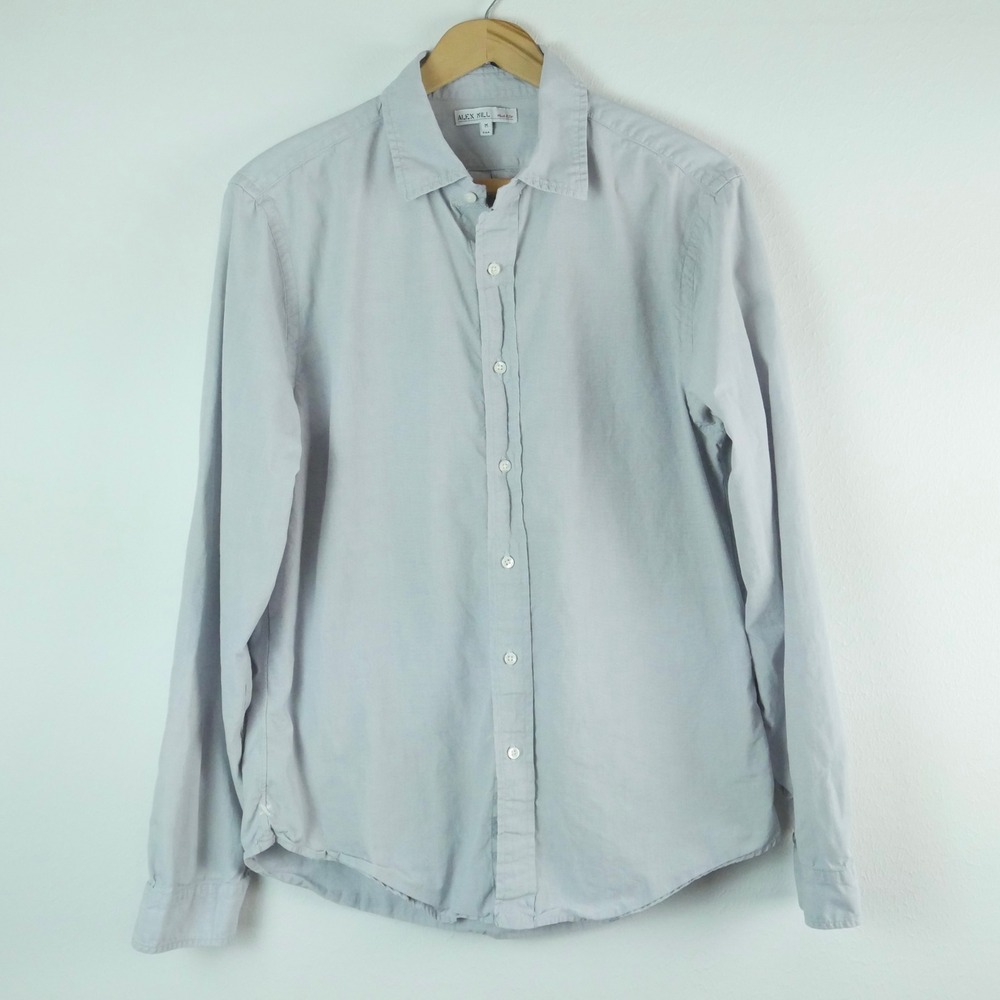 Alex Mill Mens Wash & Go Cotton Button Down Shirt Light Grey Long Sleeve M USA